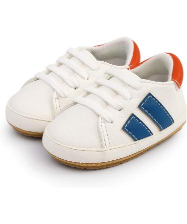 RVROVIC Baby Boys Girls Anti-Slip Oxford Loafer Flats | PU Leather Soft Sole Shoes 0-6 Months | White Blue - Buy Online on GoSupps.com