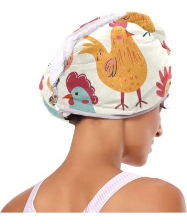 Colorful Cute Chicken Hair Towels 2 Pack - Super Absorbent Quick Dry Hair Turbans for Women & Girls - Buy Online on GoSupps.com
