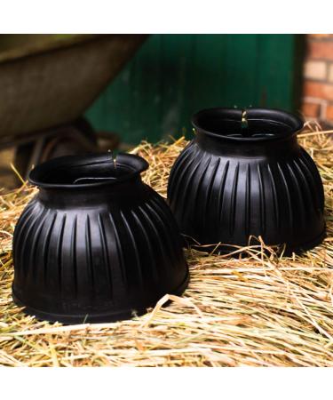 Hoof bells for horses ponies warm blood cold blood thoroughbred-black & white rubber jumping bells S-XXL hoof protection for riding grounds pasture (S (black))