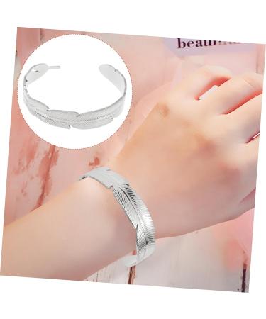 TOPPERFUN leaf cuff bracelet girls bracelet girl bracelets jewelry bracelets charms bracelets charm braclets bangle bracelets Expandable Bangle Bracelet Titanium steel temperament armband 6.5x5cm Steel color - Buy Online on GoSupps.com