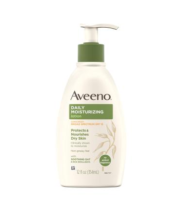 Aveeno Daily Moisturizing Body Lotion with Broad Spectrum SPF 15 Sunscreen  Soothing Oat & Rich Emollients to Nourish Dry Skin  Non-Greasy  12 fl. oz Fragrance Free 12 Fl Oz (Pack of 1)
