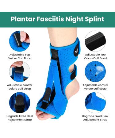 Plantar Fasciitis Relief Night Splint | Adjustable Brace for Heel Pain & Achilles Tendonitis - Welnove - Unisex - Blue - Buy Online on GoSupps.com