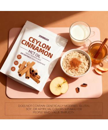 AMUA Lirae Extra Strength Cinnamon Supplements Ceylon Cinnamon 7 200mg Equivalent | 200 Softgels with MCT Oil | Highly Bioavailable Herbal Extract | Non-GMO Gluten Free(1PCS) - Buy Online on GoSupps.com