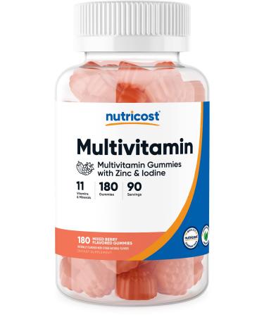 Nutricost Multivitamin Gummies 180 Gummies (Mixed Berry Flavored Gummies) - 90 Serv Gluten Free Non-GMO and Vegetarian Friendly