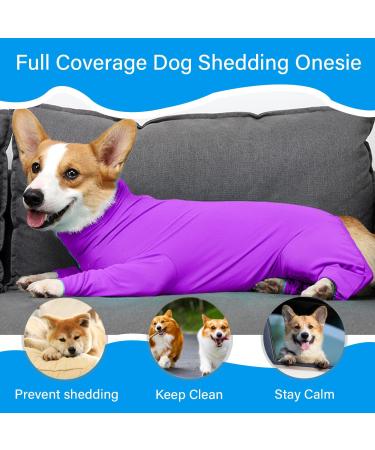 Etdane One-Divider for Dogs - Recovery Surgery Suit Anti-Hair Loss Sports Shirt Jumpsuit for Anxiety Relief - Violet Color - Buy Online on GoSupps.com