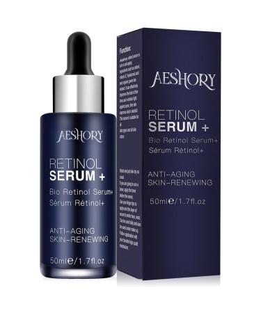 Aeshory retinol serum for face/neck/eyes 50ml high dose with 5% retinol 30% vitamin C vitamin E & hyaluronic acid-anti-aging serum for fine lines and folds skin repair