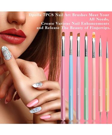 Dpolla 7PCS Nail Art Brush Set - Gel Polish Design Pen Painting Tools for Nail Extension & Builder Gel - Liner Brush, Dotting Pen - Salon Quality for Home DIY Manicure - Buy Online on GoSupps.com