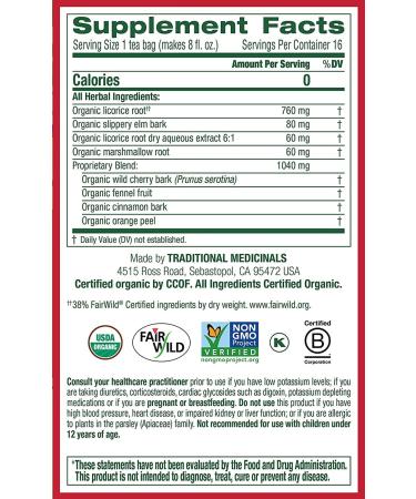 Traditional Medicinals - Organic Throat Coat Herbal Tea (Pack of 6) - Relief of Minor Throat Irritation - Sustainably Sourced Fair Wild Ingredients - 96 Tea Bags Total Throat Coat 16 Count (Pack of 6) - Buy Online on GoSupps.com