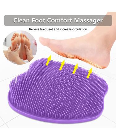 Non-Slip Shower Foot Scrubber Mat with Silicone Brush - Purple - Buy Online on GoSupps.com