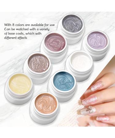 Solid Gel Nail Polish Palette Solid Nail Gel Polish Cream Nail Polish 8 Colors Pearly Shell Grain Nail Art Polish Cream Glitter Gel Polish for Salon and Nail Art DIY At Home - Buy Online on GoSupps.com