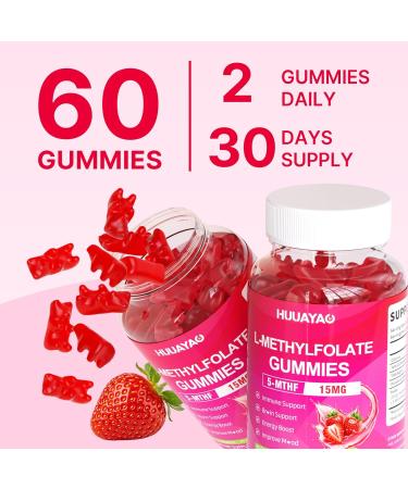 L-Methylfolate 15 mg Gummies Methylfolate Supplement Folate 5-MTHF Supplement for Support Mood Brain Health Immune System Sugar Free Strawberry Flavor 120 Count 120 Count (Pack of 1) - Buy Online on GoSupps.com