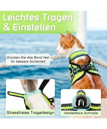 Aokcats Adjustable Soft Reflective Cat Harness Set with Leash & Dishes - Leak-Proof Design for Kittens & Rabbits - Light Green - Buy Online on GoSupps.com