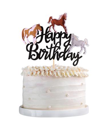 1 piece of horses Tortendendeco Birthday Cake Topper Wild Animal Muffin Kuchen Deko Horse Birthday Decoration Horses Tortendendeko For Baby Shower Birthday Topic Cake Decorations Black Horse-Schwarz Happy Birthday - Buy Online on GoSupps.com