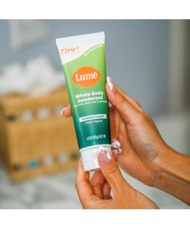 Lume Whole Body Deodorant - Invisible Cream Tube - 72 Hour Odor Control - Aluminum Free Baking Soda Free Skin Safe - 3.0 ounce (Fresh Alpine) Fresh Alpine 3 Ounce (Pack of 1) - Buy Online on GoSupps.com