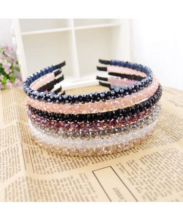 Ruihfas 6Pcs Double Rows Crystal Rhinestone Headband for Women Girls - Bling Bling Fashion Hair Hoop - Buy Online on GoSupps.com