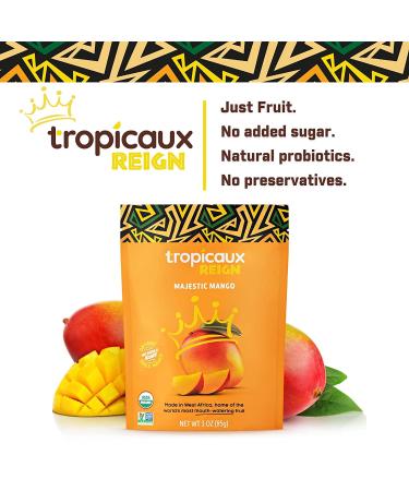 Organic Dried Mango Pack - Healthy Vegan Snacks for Kids & Adults | Tropicaux Reign | Non GMO, No Added Sugar | 3oz x 2 Pack (6oz Total) - Buy Online on GoSupps.com