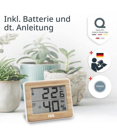 Buy ADE Digital Thermometer & Hygrometer for Home | Accurate Indoor Humidity Meter | Eco-Friendly Bamboo | International Shipping Available - Buy Online on GoSupps.com