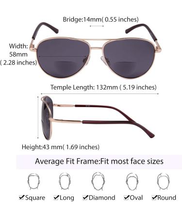 EYEGUARD Unisex Classic Bifocal Sunglasses - UV400 Outdoor Reading Glasses for Men & Women - Gold 2.0x - Buy Online on GoSupps.com