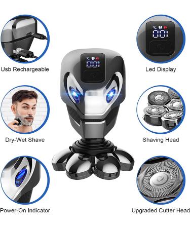 7D Electric Rotary Head Shaver for Bald Men Cordless USB Rechargeable Wet Dry Razor with Nose Hair Trimmer and Sideburns - Buy Online on GoSupps.com