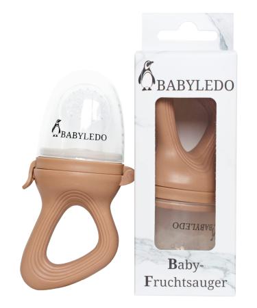 BABYLEDO Baby Fruit Pacifier with Teething Ring for Fruit and Vegetables Baby Teething Aid (Fox - Brown) Fox - Brown