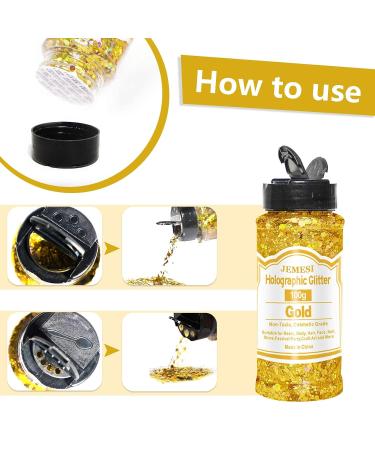 HOLOGRAPHIC Chunky Glitter | Gold 100g Craft Sequins for Resin Face Nail & Festival Art - Buy Online on GoSupps.com