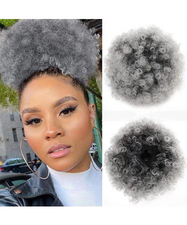Afro Puff Drawstring Ponytail for Black Women High Puff Drawstring Short Ponytail Bun Afro Kinky Curly Ponytail Hairpieces with Clip In (1BT0906)