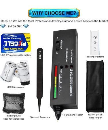 Professional Diamond Tester Pen with 60X Magnifying Glasses - High Accuracy Electronic Gem Testing Kit for Jewelry - 6 Piece Set - Buy Online on GoSupps.com