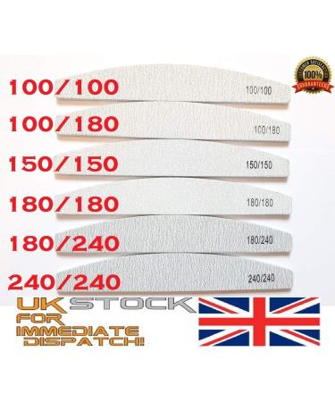 8X Nail Files Zebra Shape Half Moon Chose GRIT Double Sided Emery Board (GRIT 150/150) - Buy Online on GoSupps.com
