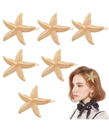FAFAHOUSE 6 PACK Starfish Hair Clip Sea Star Hairpin Beach Hair Pins for Women Hair Accessories