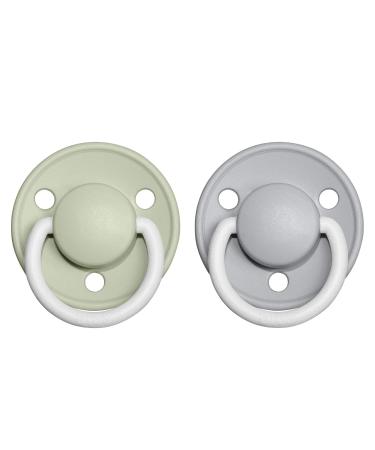 BIBSE de Lux Glow Pacifier 2-Pack | BPA-Free Silicone Cherry Shape Lights Up in Dark | 0-36 Months | Made in Denmark - Sage Night / Cloud Night - Buy Online on GoSupps.com