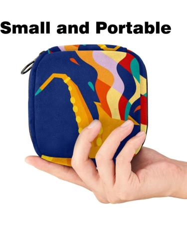 Storage Bags for Women's Bandages - Saxophone Pattern Large Menstrual Cup Cylinder Pocket Zip Closure - Multi-Colored Inserts for Tampons Panty Liners & More - Buy Online on GoSupps.com