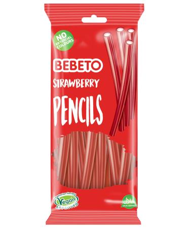 Bebeto Strawberry Pencils Chewy Fruity Gummy Pencil Sweets Single Pack 160g White Single_Pack