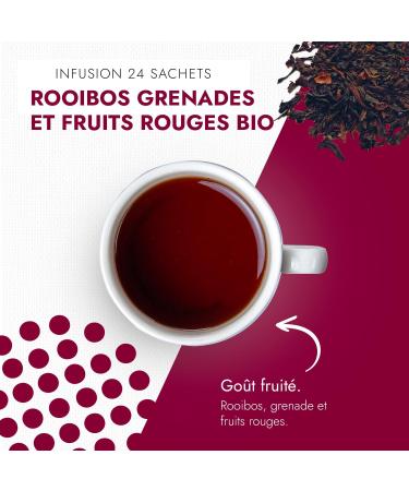 CAF S FOLLIET - Organic Rooibos Pomegranate and Red Fruit Infusion - Theine Free & Preservative Free - Digestive Comfort - Sachets - Buy Online on GoSupps.com