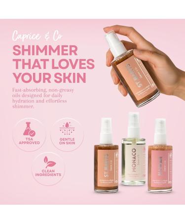 Caprice & Co Miracle Body Oils Trio 2 oz of Monaco Hawaii St. Barts Travel Size Scented Dry Body Oil Organic Moisturizing Handcrafted Glow Oils Vacation Shimmer Oil & Body Care for Women - Buy Online on GoSupps.com