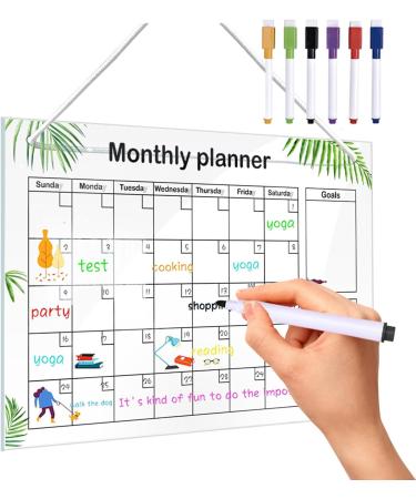 WOBBLO Monthly Calendar Board | Transparent and Multifunctional Erasable Acrylic Board | Work Accessories for Planning Tasks Reminders Suggestions Mood - Buy Online on GoSupps.com