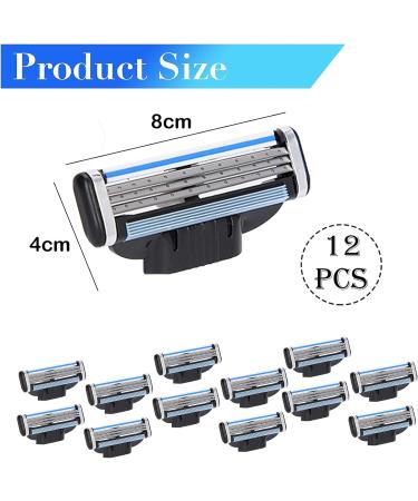 12Pcs Men's Mach 3 Razor Blades Refills - Extra Smooth Shaving Experience for Beard and Skin - Blue - Buy Online on GoSupps.com