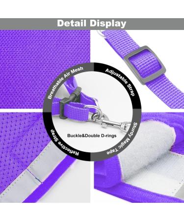 Meioro Adjustable Dog Harness with Leash - Reflective Soft Padded Vest for Small & Medium Dogs - Purple XS (26-29cm) - Buy Online on GoSupps.com