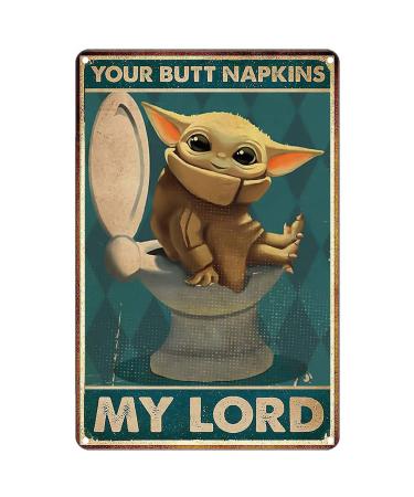 Metal Poster Compatible for Baby Yoda Bathroom Signs Decor Funny Marvel Bathroom Decor Vintage Metal Tin Sign Wall Art Toilet Paper House Decor Toilet Sign for Bathroom Wall Decor Gift 8x12 Inch