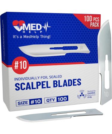 Buy Disposable Scalpel Blades #10 - Pack of 100 | High Carbon Steel Sterile Surgical Blades for Dermaplaning - Buy Online on GoSupps.com