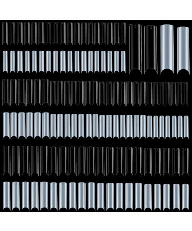 1000 pieces extra long C curve half cover clear acrylic nail tip depth C or u curved long straight square form French nail tips wrong nails diy salon nails