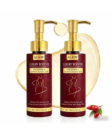 ALAOW Organic Firming Body Oil - Tightens Loose Skin Deep Hydration Fast-Absorbing & Non-Greasy Natural Plant-Based Formula for All Skin Types 4.06Fl Oz / 120ml (2PCS