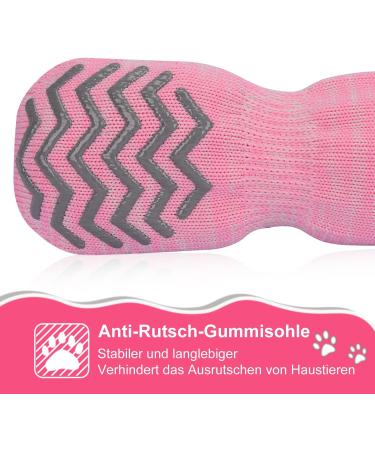 Petloft Anti-Slip Dog Socks for Small & Medium Pets - 4 Pack Slide-Resistant with Adjustable Fastening Tape (Pink Paw Size M) - Buy Online on GoSupps.com