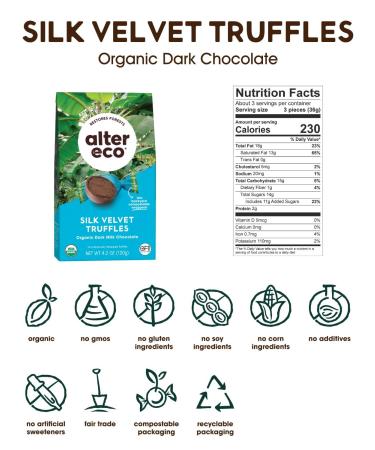 Alter Eco Organic Dark Milk Chocolate Truffles - Silk Velvet, 4.2 oz (120g) - Buy Online on GoSupps.com