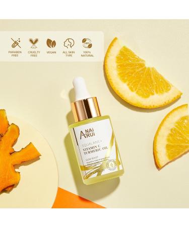 ANAiRUi Facial Oil antiaging turmeric facial oil with squalane and vitamin C antiwrinkle correction of dark spots lightening of the skin hair 30 ml turmeric VC facial oil - Buy Online on GoSupps.com