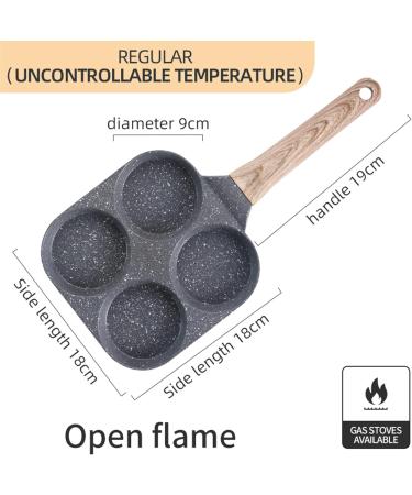 LAKEINX Pan 4 Holes Egg Frying Pan Kitchen Tools Hamburger Pot Wood Grain Handle Cooking Saucepan Cookware - Buy Online on GoSupps.com