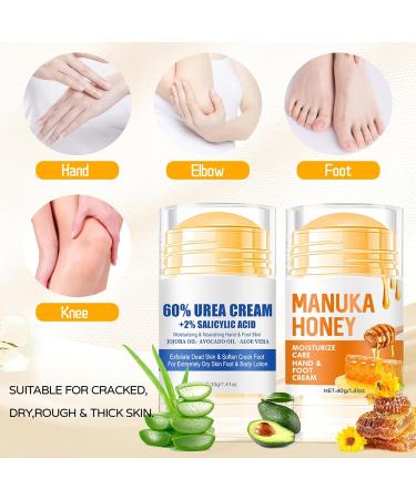 2 Pi ces Cr me l'Ur e 60% et Cr me au miel Cr me pour les pieds secs et craquel s pour Pieds Genoux Mains Coudes Crevass s R paratrice & Hydratante Hydrate limine les Callosit s et Adoucit - Buy Online on GoSupps.com