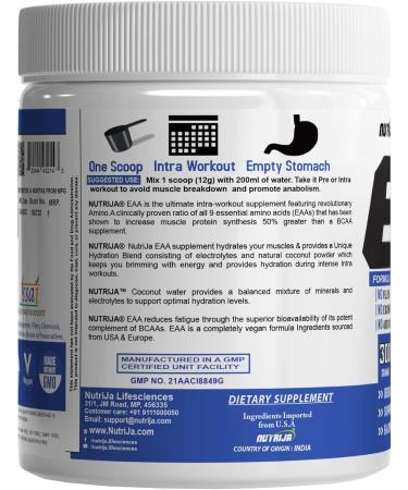 EAA Supplement with Coconut Water | 9 Essential Amino Acids Hydration Blend & Energy Matrix - Pineapple Flavor (300g) - International Shipping - Buy Online on GoSupps.com