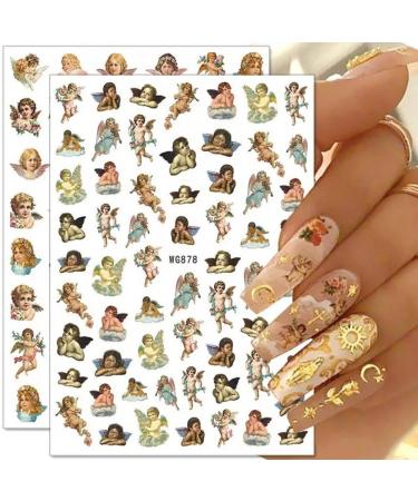 Valentines Day Angel Nail Art Stickers 6 Sheets Self-adhesive Nail Decals Heart Design Manicure Tips Nail Decor for Women Girls - Buy Online on GoSupps.com