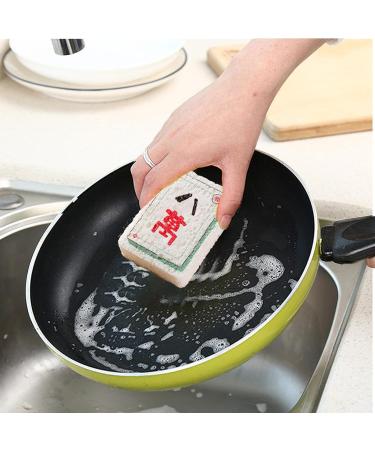 Kitchen Sponges | Mahjong Design Dishes Sponge - Long-Lasting Wood Pulp Fiber Scrubber Sponge Kitchen Dish Bowl Cleaning Sponge for Dining Rooms Canteens Money money Eighty Thousand - Buy Online on GoSupps.com