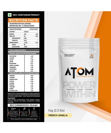 Asitis Nutrition Atom Whey Protein 1kg - French Vanilla | 27g Protein | Digestive Enzymes | Labdoor Certified - Buy Online on GoSupps.com